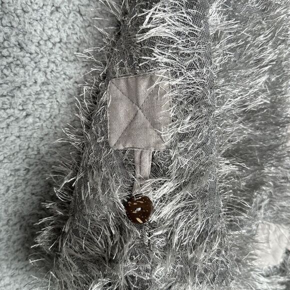 Kaktus Gray Fuzzy‎ Textured Cardigan Sweater Women’s Small Boho Button Front - Picture 6 of 16